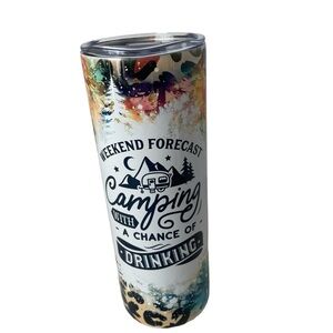 20 ounce Skinny Stainless Steel Sublimated Camping Tumbler. NEW